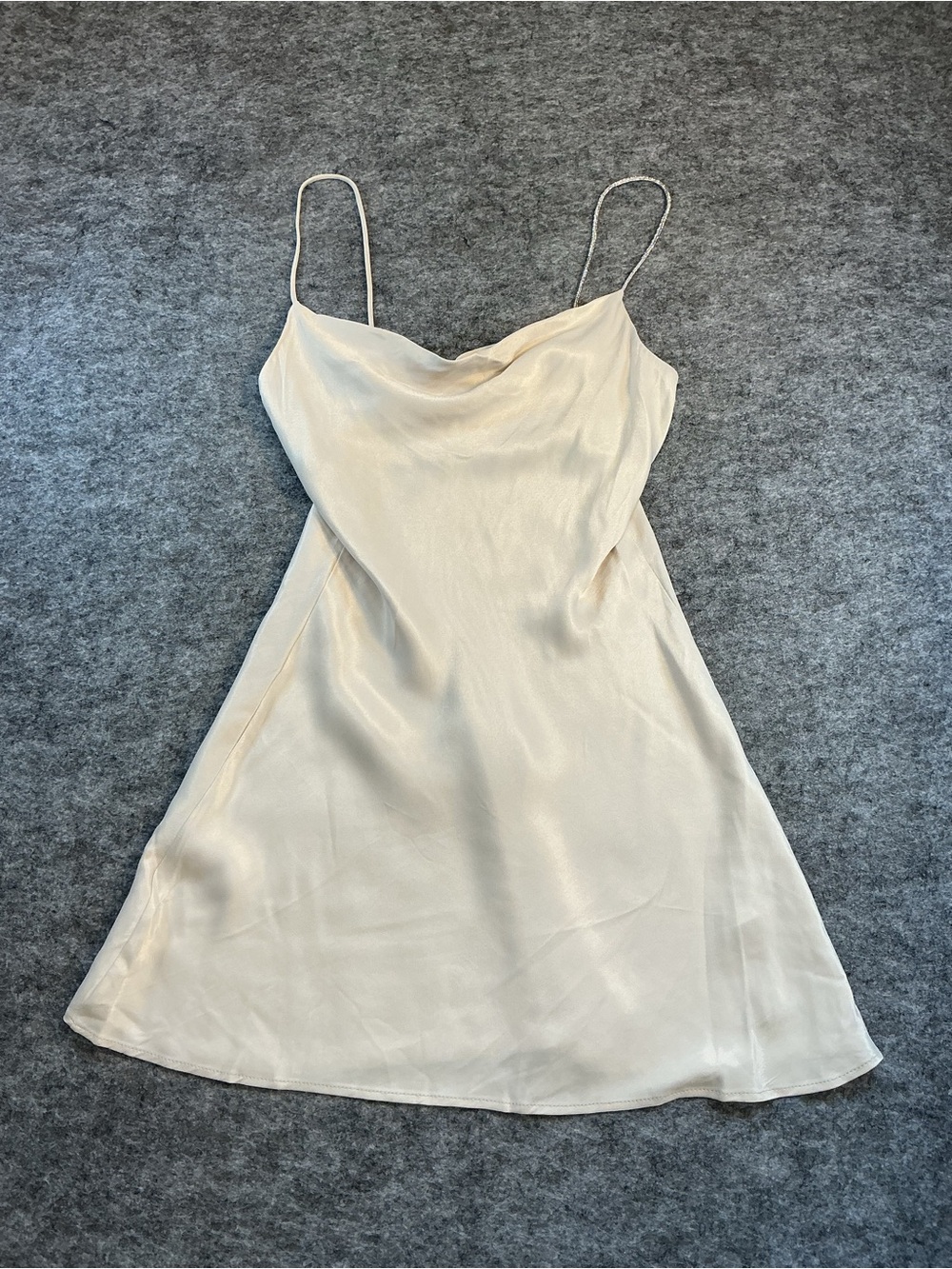 Zara Ivory Satin Cowl Neck Mini Slip Dress